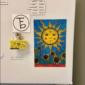 Colorful Sun Tarot Card Magnet Watercolor Art Piece